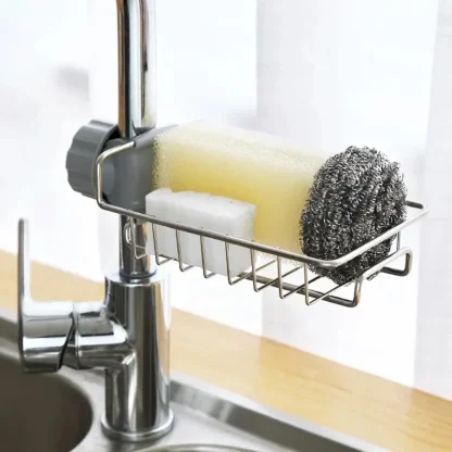 Adjustable Faucet Sponge Holder with Drainer - Image 4