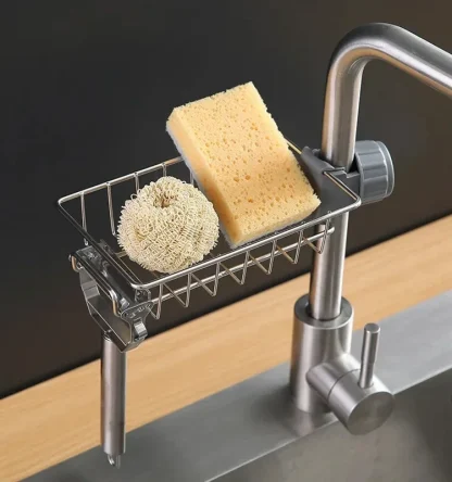 Adjustable Faucet Sponge Holder with Drainer - Image 8