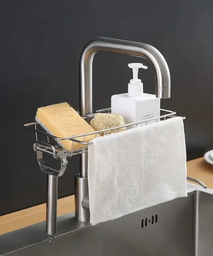 Adjustable Faucet Sponge Holder with Drainer - Image 7