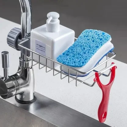 Adjustable Faucet Sponge Holder with Drainer - Image 3