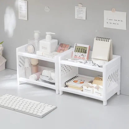 Desktop Double-Layer Storage Stackable Shelf - Image 3