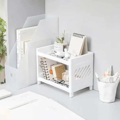 Desktop Double-Layer Storage Stackable Shelf - Image 6