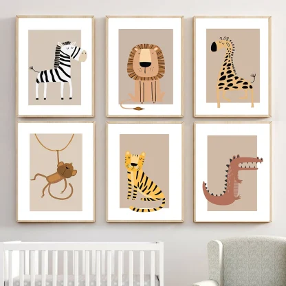 Cute Animated Animals Wall Art