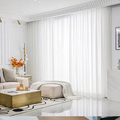 Solid White Soft Sheer Curtains - Image 3