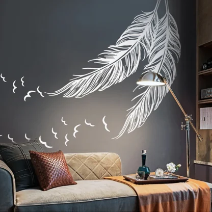 Creative Carved Feather Wall Stickers - Image 5